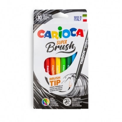 Imagen de Marcador carioca punta pincel super brush x10