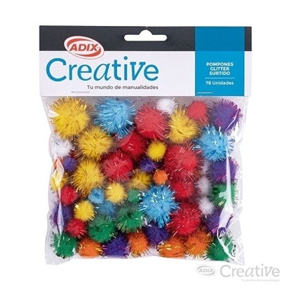 Imagen de Pompón glitter creative surtido 78 unidades