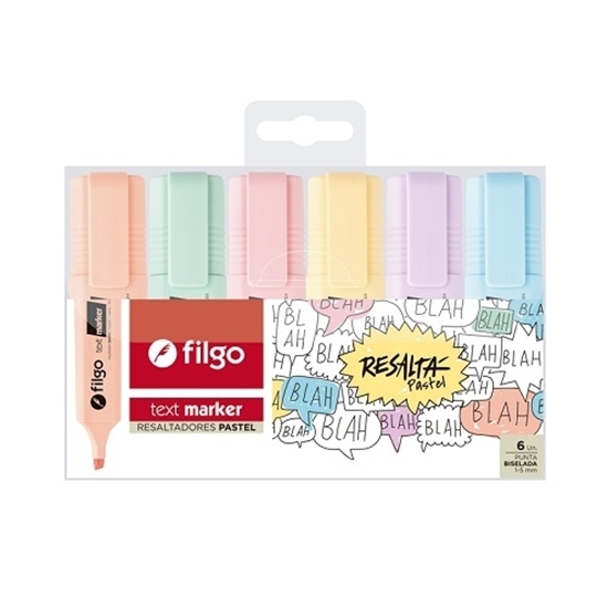 Imagen de Filgo resaltador text marker - estuche 6 pastel