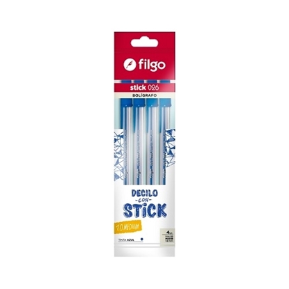 Imagen de Filgo bolígrafo stick 1.0- flow pack 4 azul