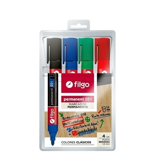 Imagen de Filgo marcador permanente 051 redonda - estuche 4 clásico