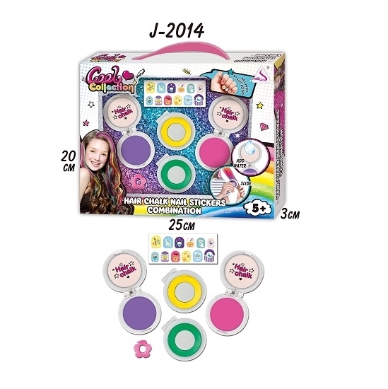 Imagen de Cosmético tizas de colores para el pelo + stikers  /72