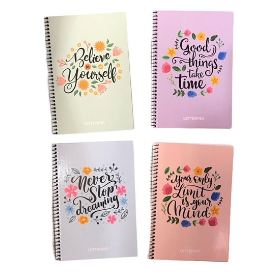 Imagen de Cuaderno a5 lettering   con espiral  frases