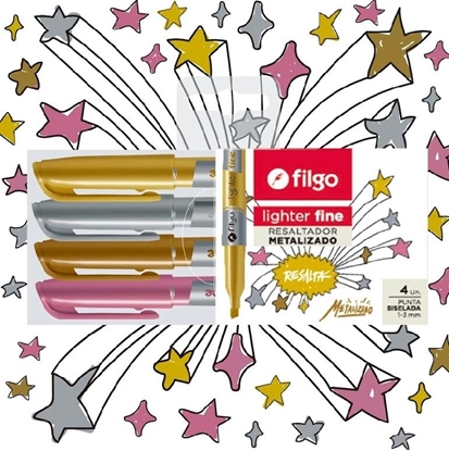 Imagen de resaltador Filgo lighter fine - estuche 4 metalizados