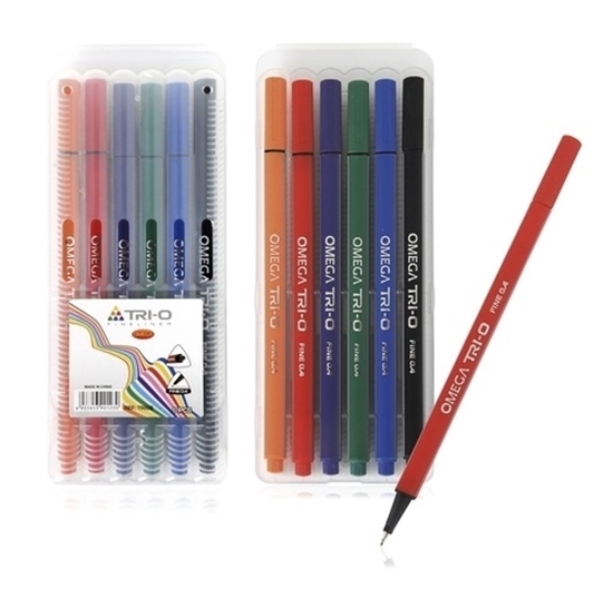 Imagen de Marcador omega fineliner x6 estuche rigido