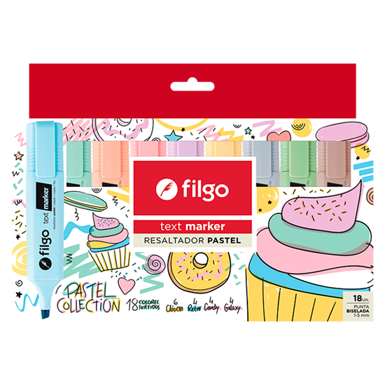 Imagen de Filgo resaltador text marker - estuche 18 pastel