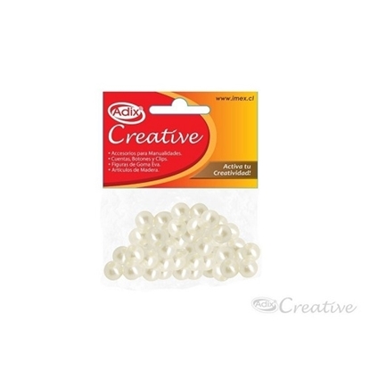 Imagen de Cuenta plástica creative perla blanca 100 unidades