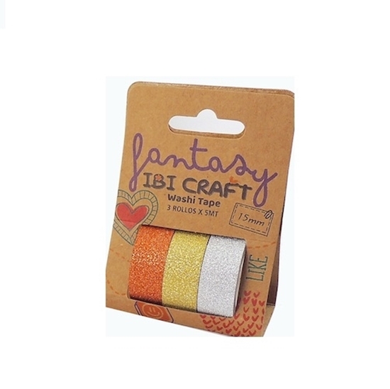 Imagen de Cinta adhesiva ibi craft pack x 3 tonos brillantina