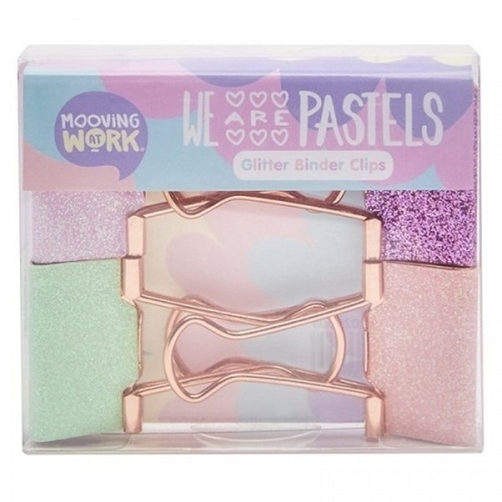 Imagen de Doble clip brillante pastel mooving caja x 4 unidades