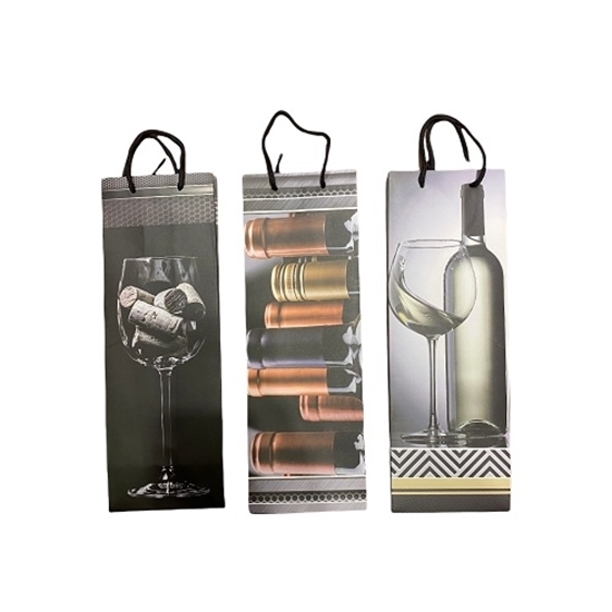 Imagen de Bolsa de regalo para botella diseño botella y copa