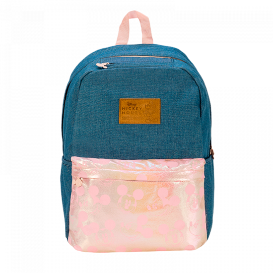 Imagen de Mochila mooving mickey mouse denim de espalda