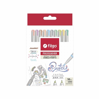 Imagen de resaltador Filgo multilighter doble punta x 10 pastel