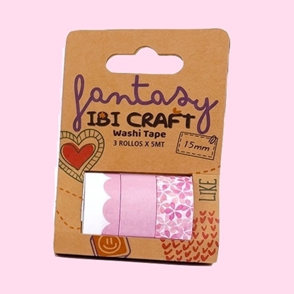 Imagen de Cinta adhesiva ibi craft pack x 3 tonos rosa