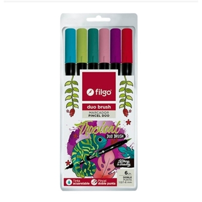 Imagen de Filgo marcador duo brush pen - estuche 6 tropical