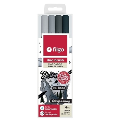 Imagen de Filgo marcador duo brush pen - estuche 4 gris