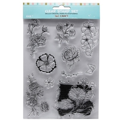 Imagen de Sellos cristal p/base acrílica ibi craft - set serie flores