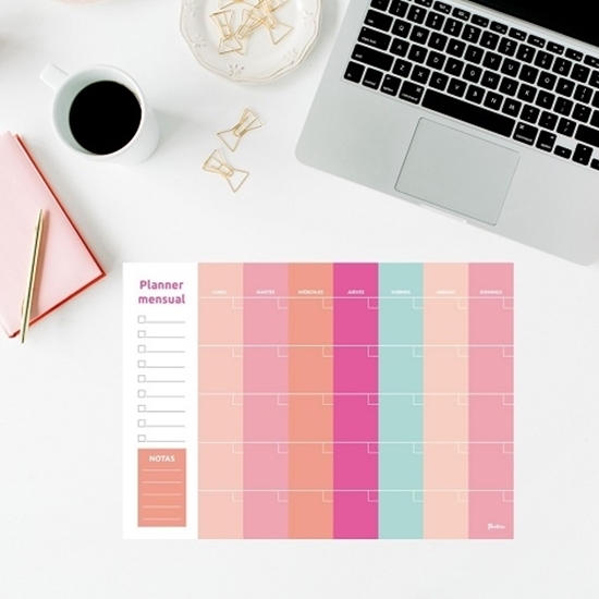 Imagen de Planificador Mensual a4 ilustra multicolor pink