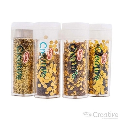 Imagen de Confeti creative set glitter dorado 4 unidades