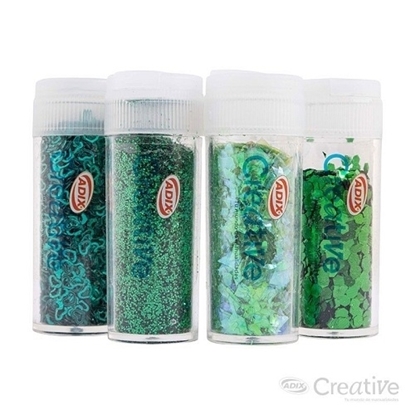 Imagen de Confeti creative set glitter verde 4 unidades