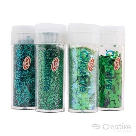 Imagen de Confeti creative set glitter verde 4 unidades