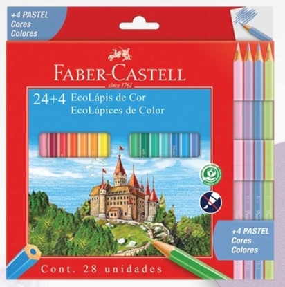 Imagen de Color faber x24 rojo + 4 pastel