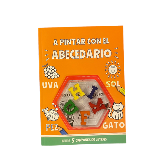 Imagen de Libro a pintar con el abecedario + crayolas letras