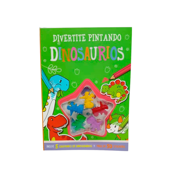 Imagen de Libro a pintar con los dinosaurios + crayolas Dino