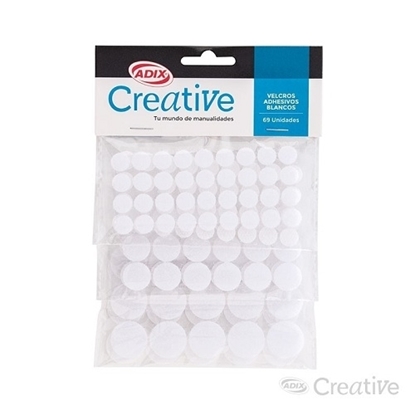 Imagen de Velcro adhesivo creative 3 tamaños blanco 69 unidades
