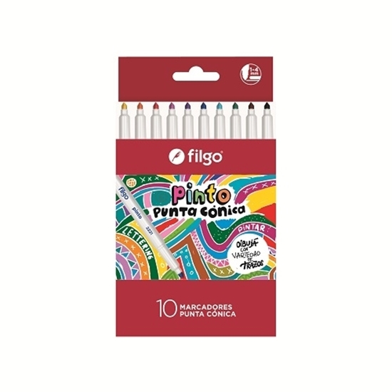 Imagen de Marcador Filgo punta conica pinto 2221 - estuche 10 surtido