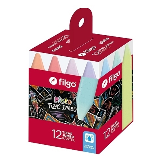 Imagen de Filgo tizas jumbo pinto - estuche 12 pastel