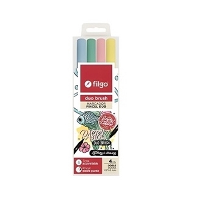 Imagen de Filgo marcador duo brush pen - estuche 4 pastel