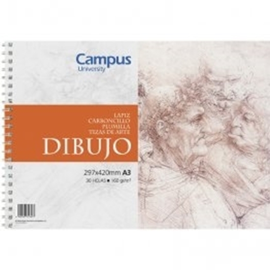 Imagen de Block de dibujo a3 campus 160gr con espiral 30 hojas