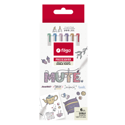 Imagen de resaltador FIlgo multilighter doble punta x 6 mute