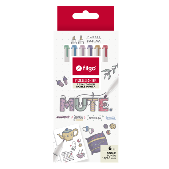 Imagen de resaltador FIlgo multilighter doble punta x 6 mute