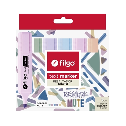 Imagen de Filgo resaltador text marker - estuche 5 mute