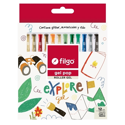 Imagen de Boligrafo roller gel pop Filgo - estuche 12 explore