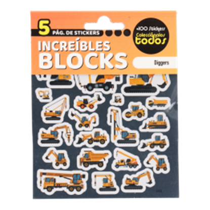 Imagen de Block x5 hojas stickers retroexcavadora paquete con 5 unidades
