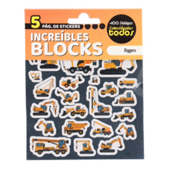 Imagen de Block x5 hojas stickers retroexcavadora paquete con 5 unidades