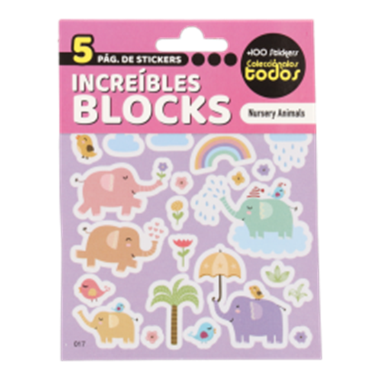 Imagen de Block x5 hojas stickers animales paquete con 5 unidades