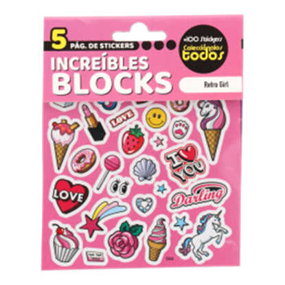 Imagen de Block x5 hojas stickers chica retro paquete con 5 unidades