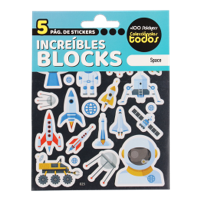 Imagen de Block x5 hojas stickers espacio paquete con 5 unidades