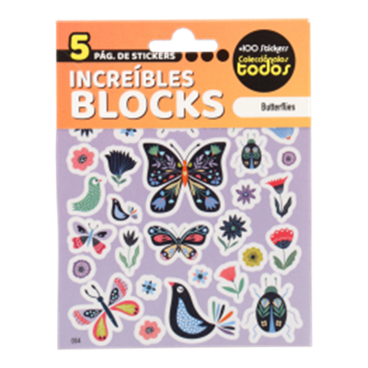 Imagen de Block x5 hojas stickers mariposas paquete con 5 unidades