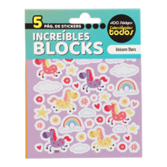 Imagen de Block x5 hojas stickers unicornios paquete con 5 unidades