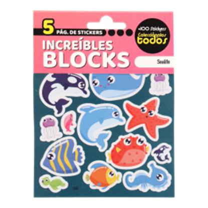 Imagen de Block x5 hojas stickers vida en el mar paquete con 5 unidades