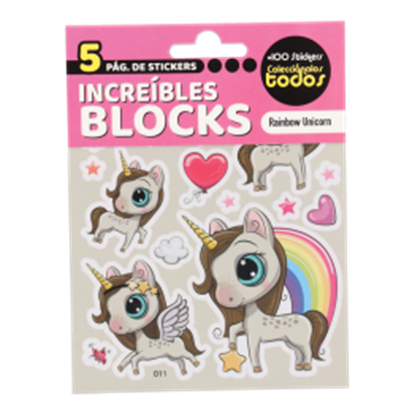 Imagen de Block x5 hojas stickers unicornios paquete con 5 unidades