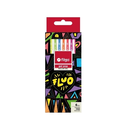 Imagen de Boligrafo roller gel pop Filgo - estuche 6 flúo