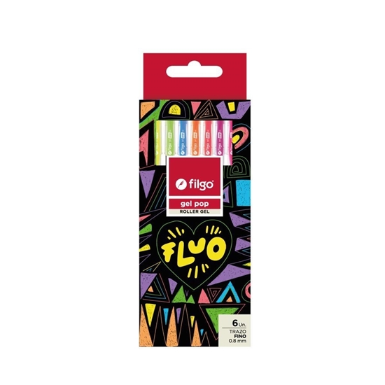 Imagen de Boligrafo roller gel pop Filgo - estuche 6 flúo