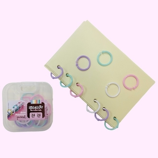 Imagen de Aros plasticos de encuadernacion ibi craft 24 mm - 24 un. pastel