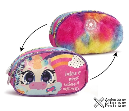 Imagen de Cartuchera reversible unicornio 2 cierres