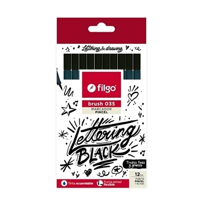 Imagen de Filgo marcador brush pen - caja 12 negro